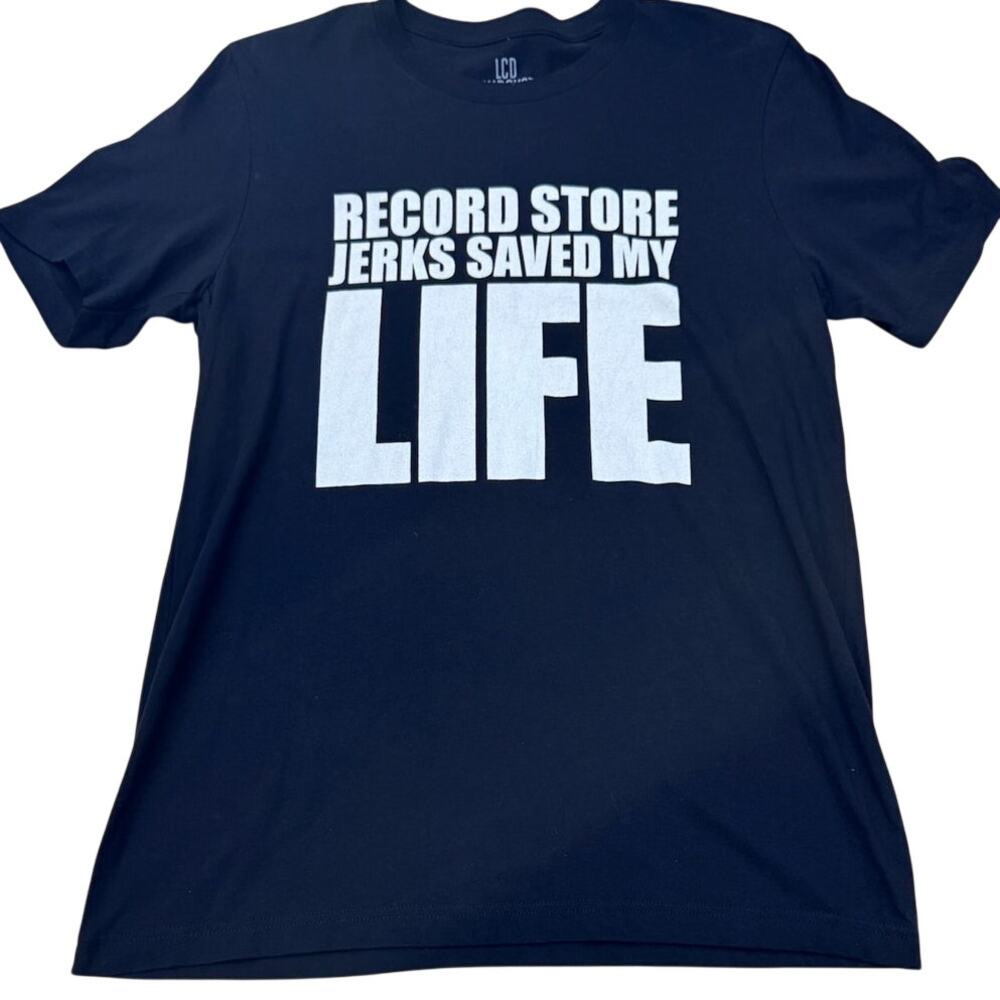 LCD Soundsystem Record Store Jerks Saved My Life Indie black shirt Size Large
